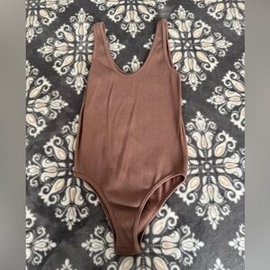 Brown Ribbed Bodysuit